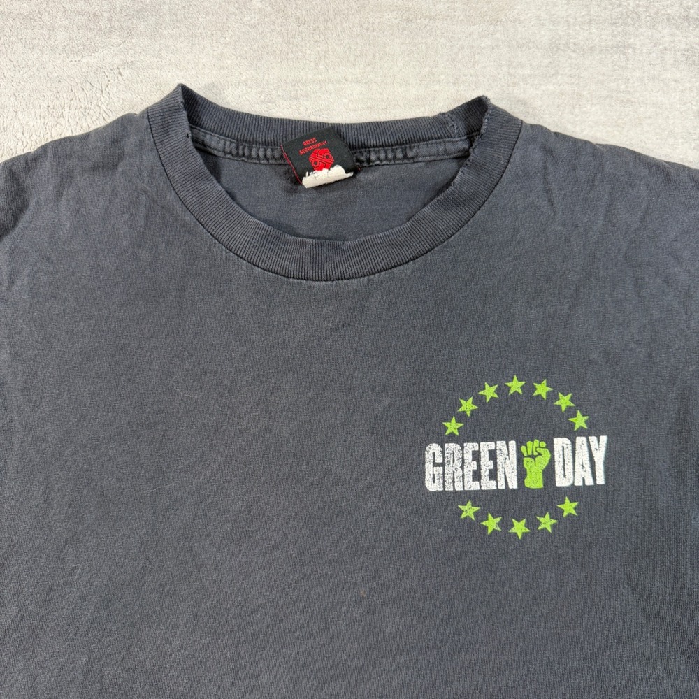Green Day Shirt Mens Large Black Vintage 2004 Y2K American Idiot Band Grunge - Picture 2 of 12